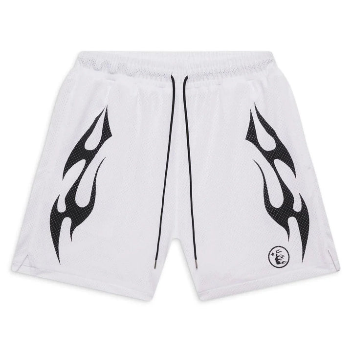 Hellstar Flame Mesh Shorts White