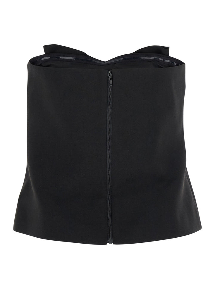 Self-Portrait Women Black Sleeveless Top With Bandeau Neckline In Tech Fabric Woman