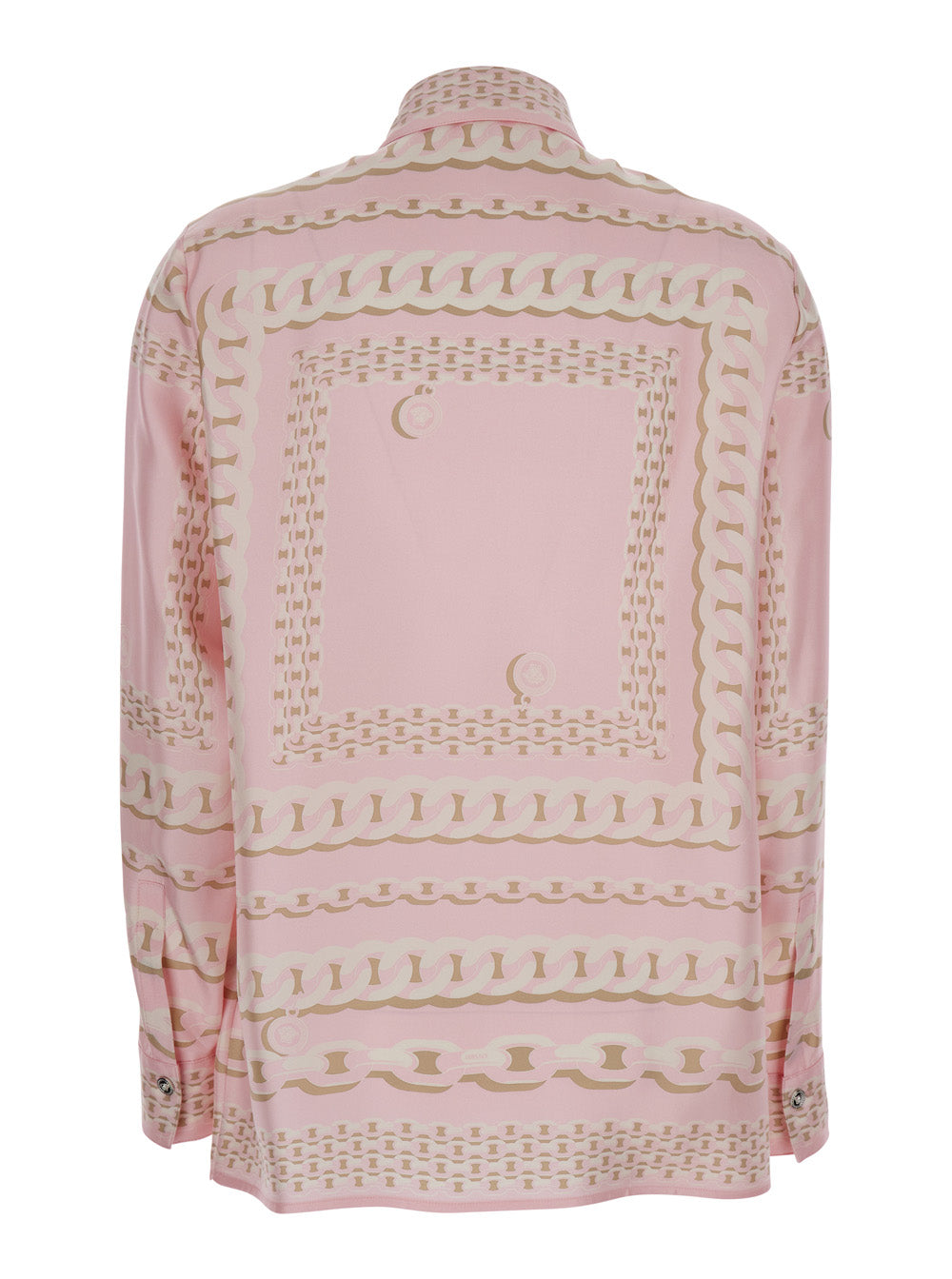 Versace Women Pink Shirt With Barocco Print In Silk Woman