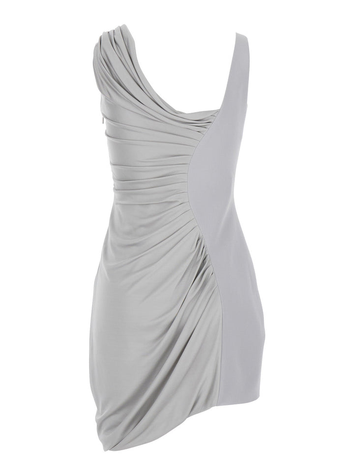 Versace Women Grey Draped Mini Dress With Medusa '95 Detail In Viscose Woman