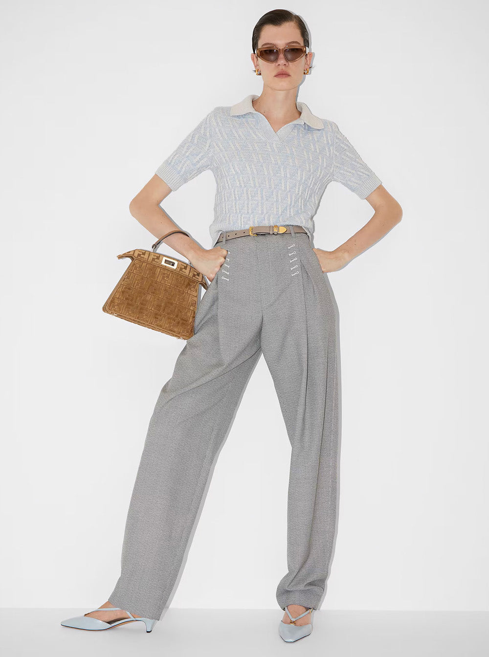 Fendi Women 'Peekaboo Iseeu Small' Brown Handbag With All-Over Ff Motif In Fabric Woman