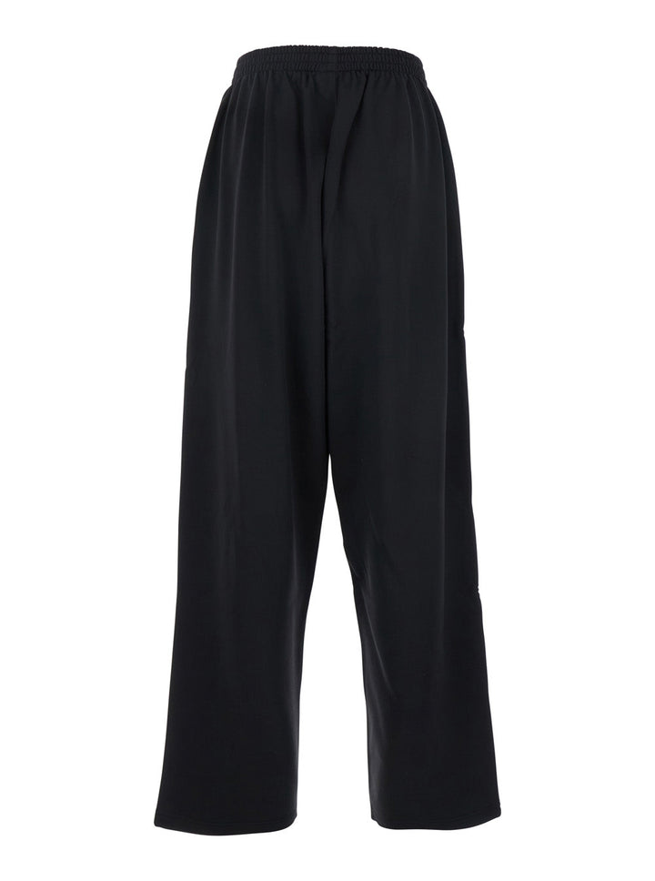 Balenciaga Men Black Pants With Elastic Waist And Logo Detail On The Front In Cotton Blend Man