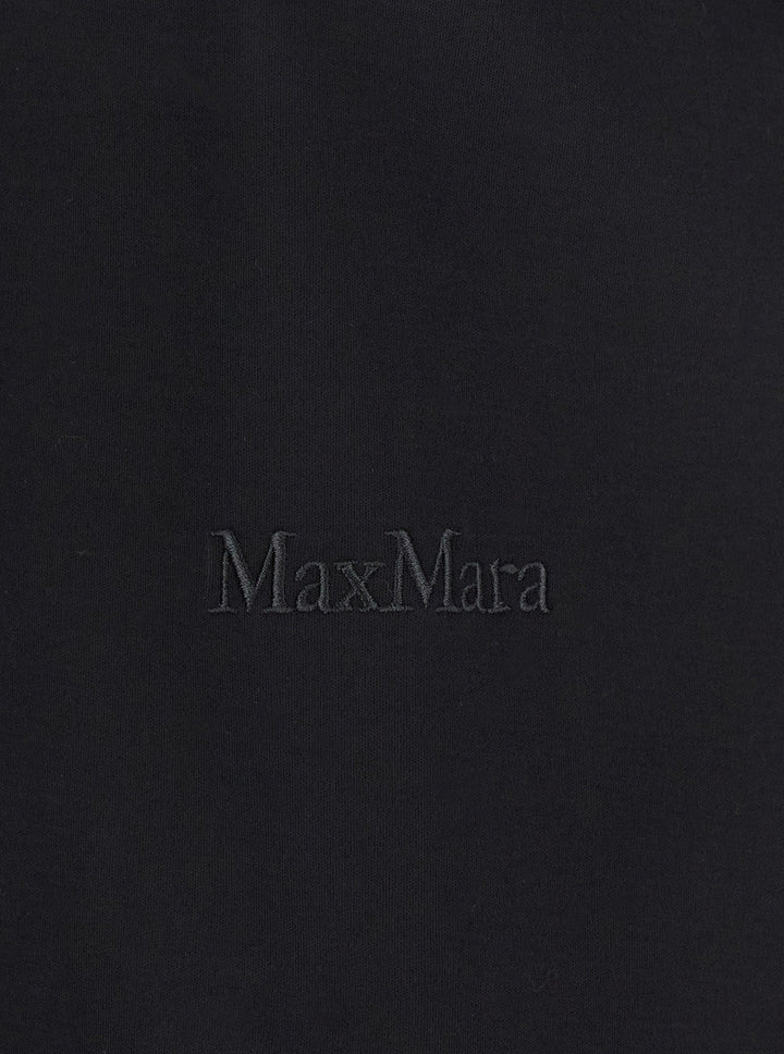 Max Mara Women Black T-Shirt With Logo Embroidered On The Front In Cotton Woman