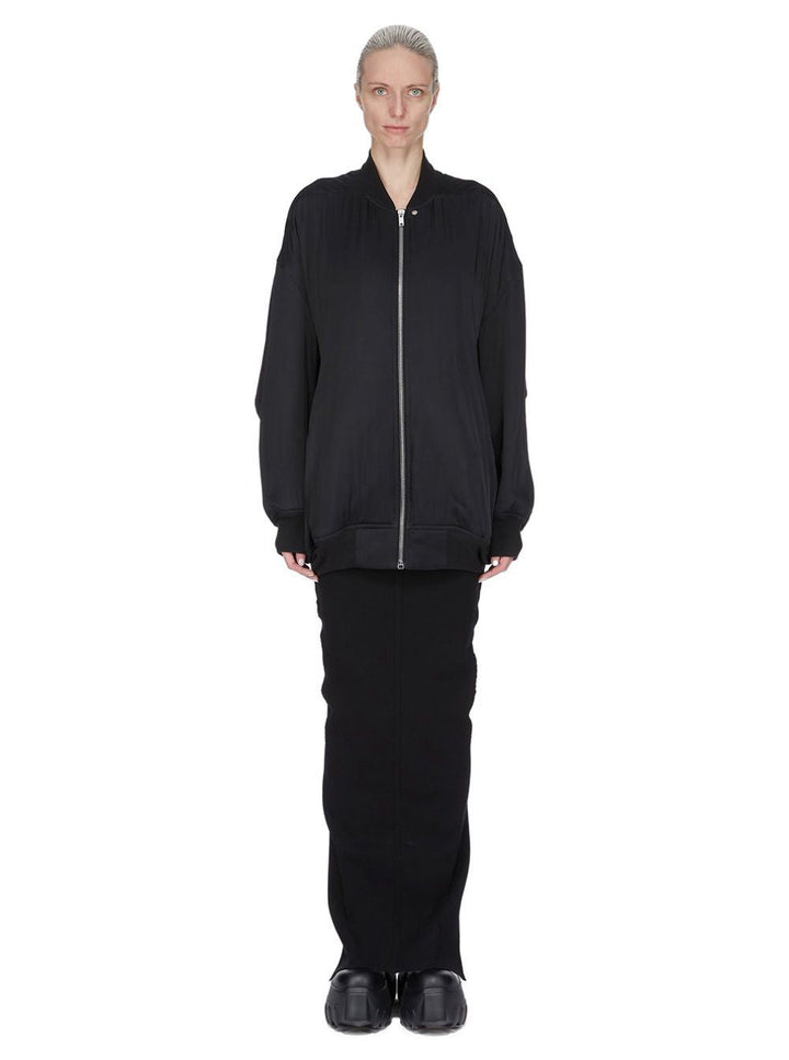 Rick Owens Women 'Jumbo Peter Flight' Black Bomber Jacket In Virgin Wool Woman