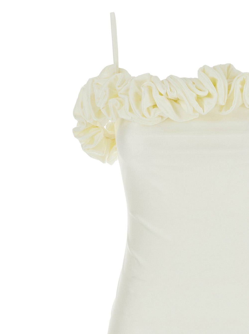 Coperni Women White Sleeveless Long Dress With Ruched Detail And Asymmetric Hem In Tech Fabric Stretch Woman