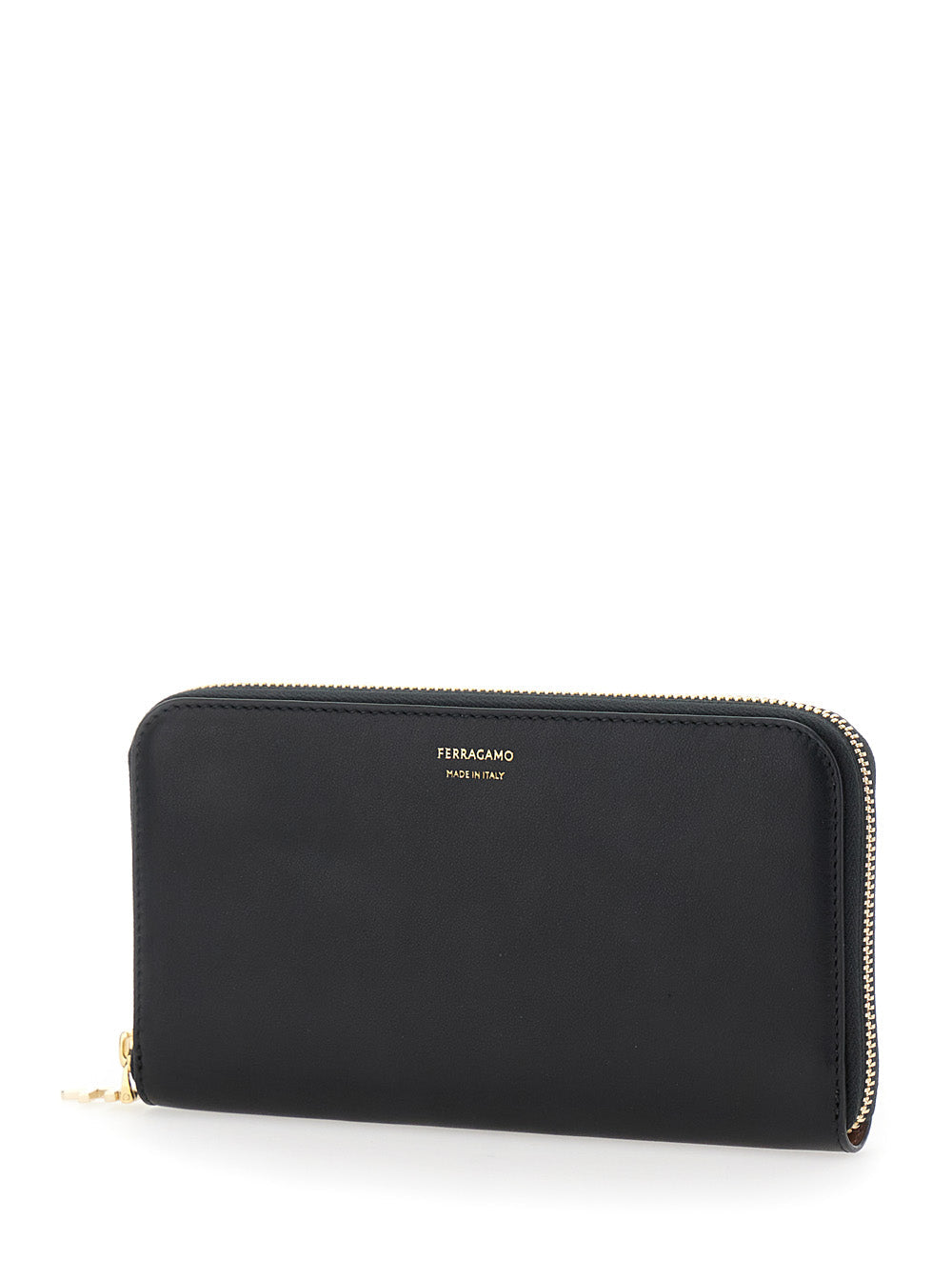 Ferragamo Women 'Continental' Black Wallet With Logo Lettering On The Front In Leather Woman