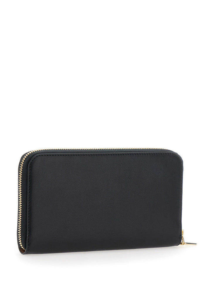 Ferragamo Women 'Continental' Black Wallet With Logo Lettering On The Front In Leather Woman