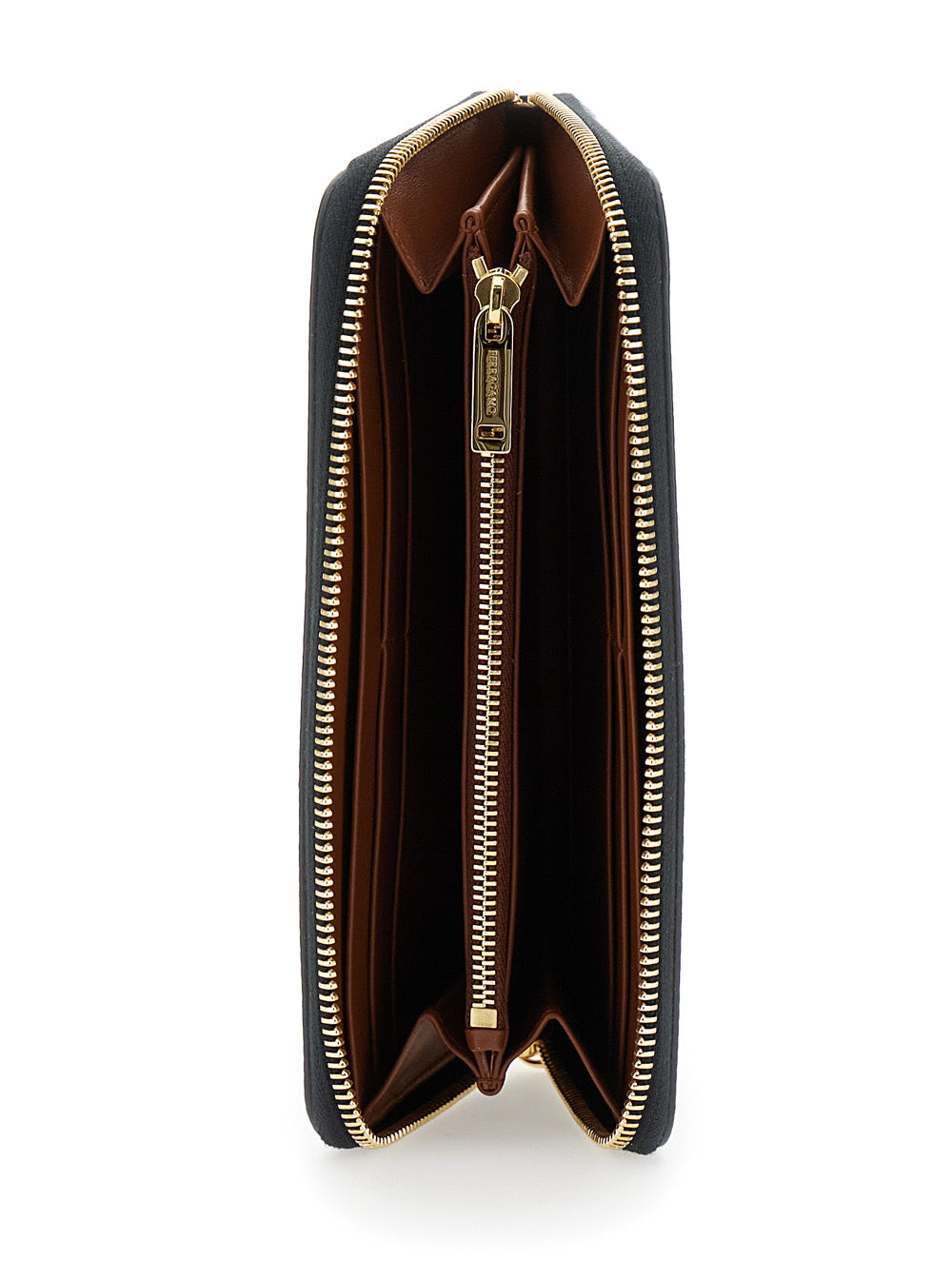 Ferragamo Women 'Continental' Black Wallet With Logo Lettering On The Front In Leather Woman