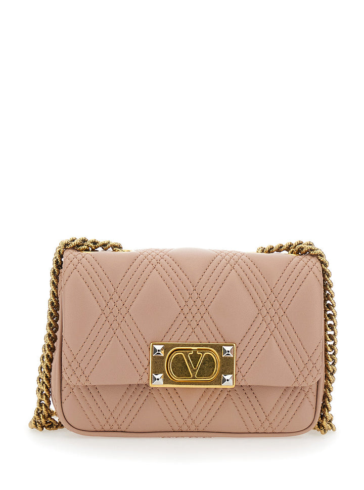 Valentino Garavani Women 'Quiltie 67' Pink Quilted Crossbody Bagwith Vlogo Plaque On The Front In Leather Woman