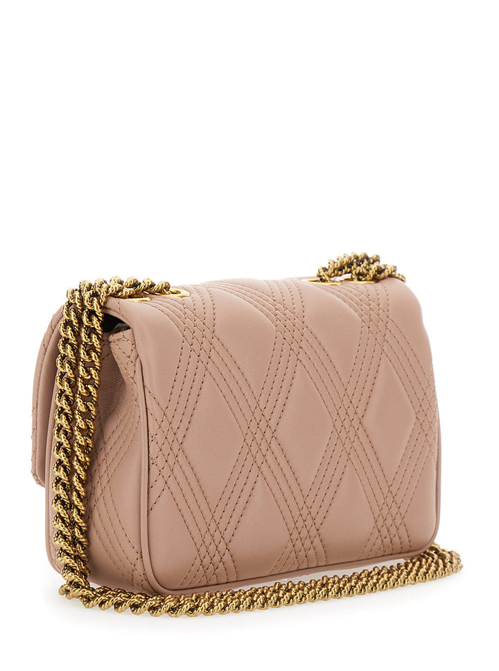 Valentino Garavani Women 'Quiltie 67' Pink Quilted Crossbody Bagwith Vlogo Plaque On The Front In Leather Woman
