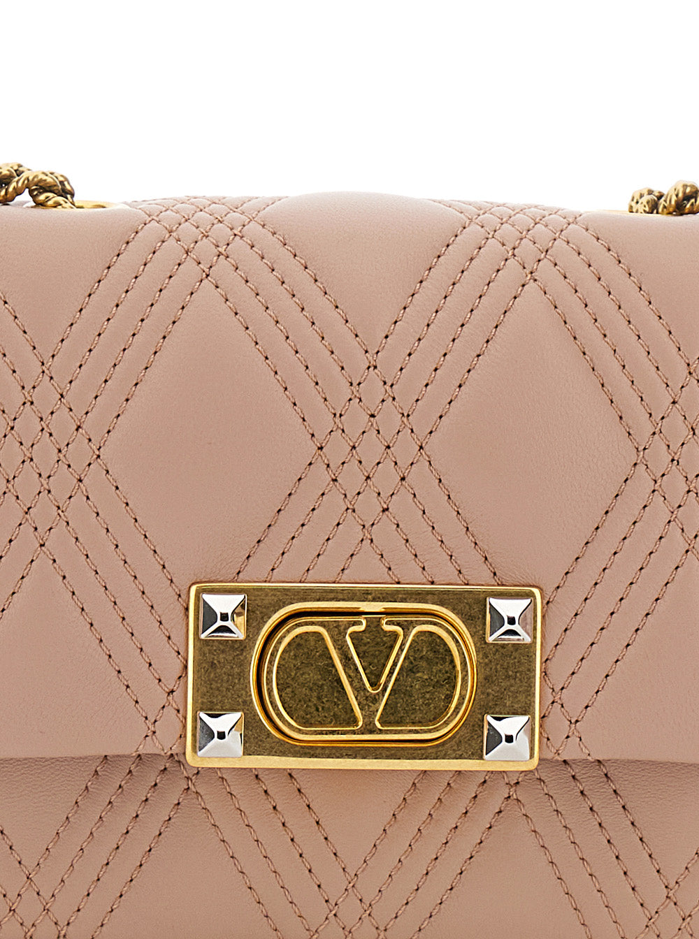 Valentino Garavani Women 'Quiltie 67' Pink Quilted Crossbody Bagwith Vlogo Plaque On The Front In Leather Woman