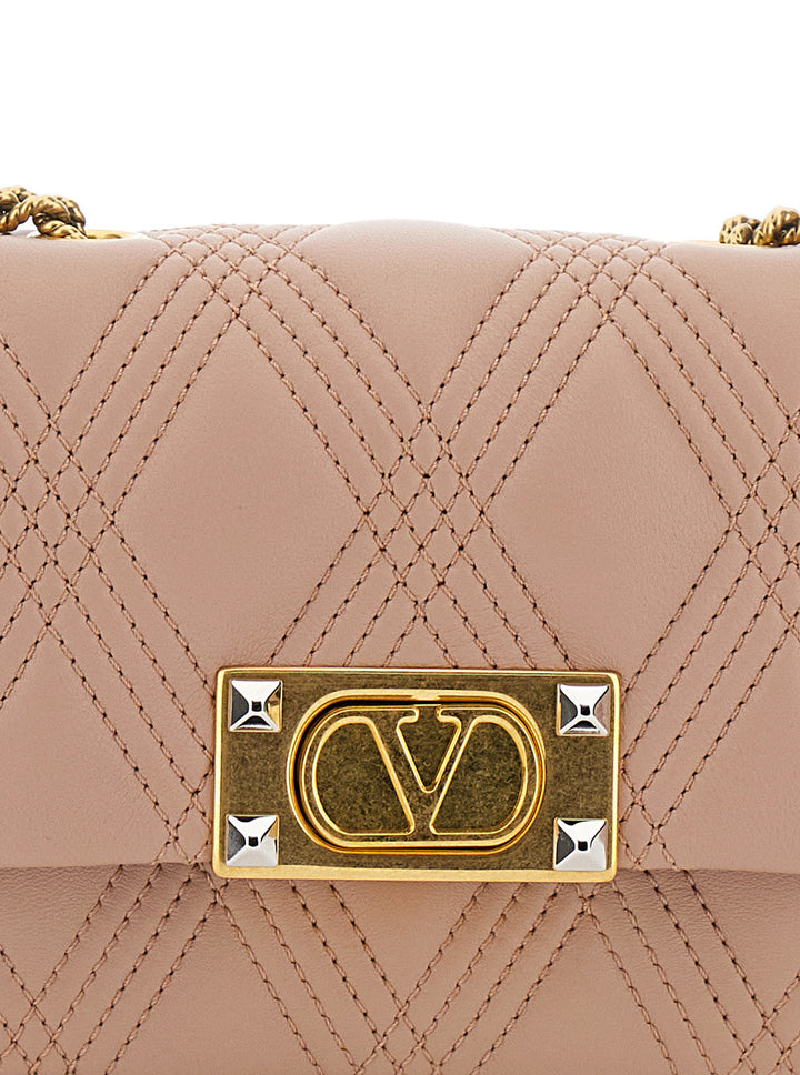 Valentino Garavani Women 'Quiltie 67' Pink Quilted Crossbody Bagwith Vlogo Plaque On The Front In Leather Woman