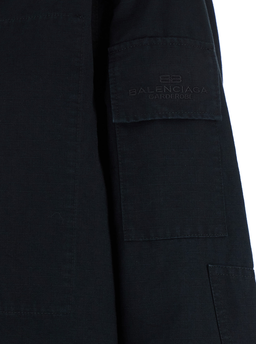 Balenciaga Men Dark Gray Shirt With Patched Chest Pockets In Ripstop Cotton Man