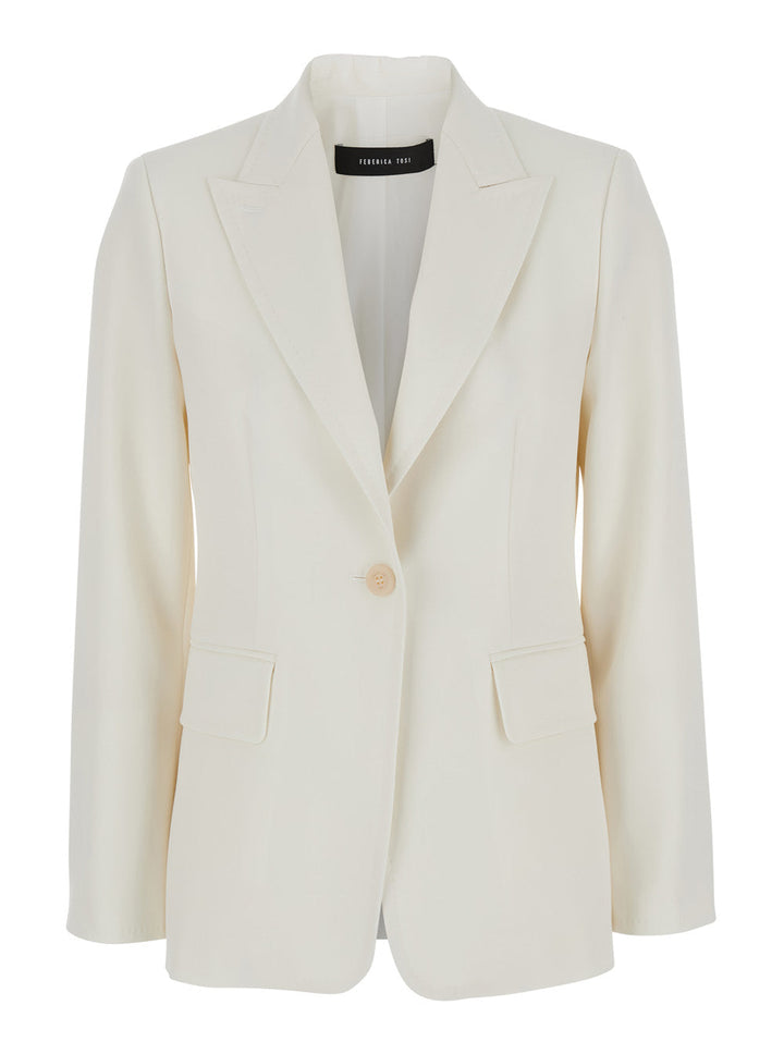 Max Mara Women 'Palchi' White Jacket With Classic Lapels In Virgin Wool Woman
