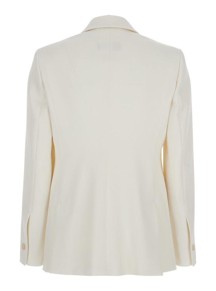 Max Mara Women 'Palchi' White Jacket With Classic Lapels In Virgin Wool Woman