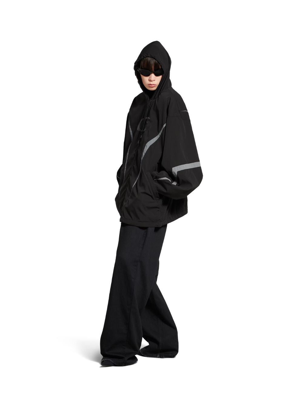 Balenciaga Men 'Loop Sports Icon' Black Jacket With Front Motif In Tech Fabric Man