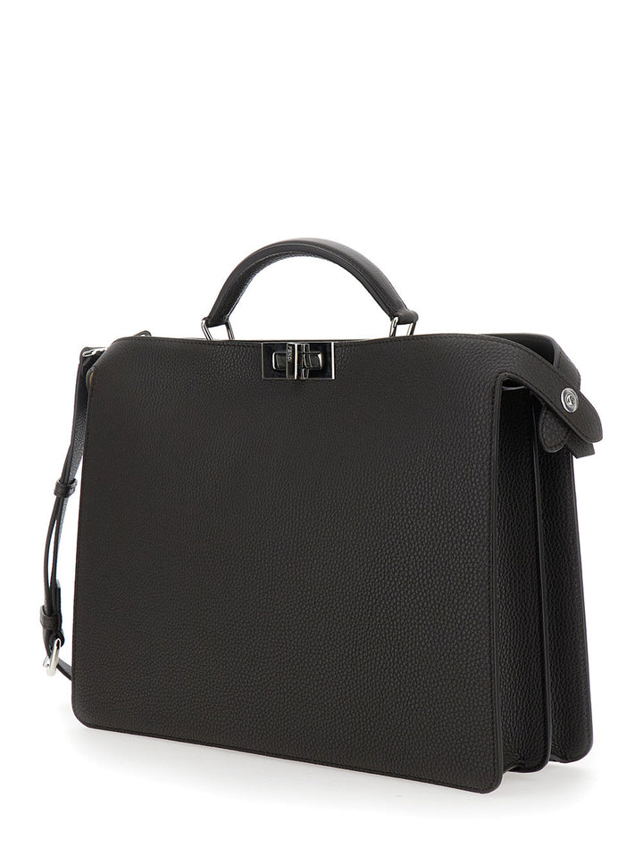 Fendi Men 'Iseeu Medium' Brown Handbag With Removable Internal Pocket In Leather Man