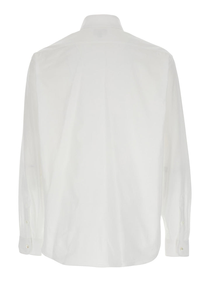 Fendi Men White Shirt With Classic Collar And Logo Embroidery On The Front In Cotton Man
