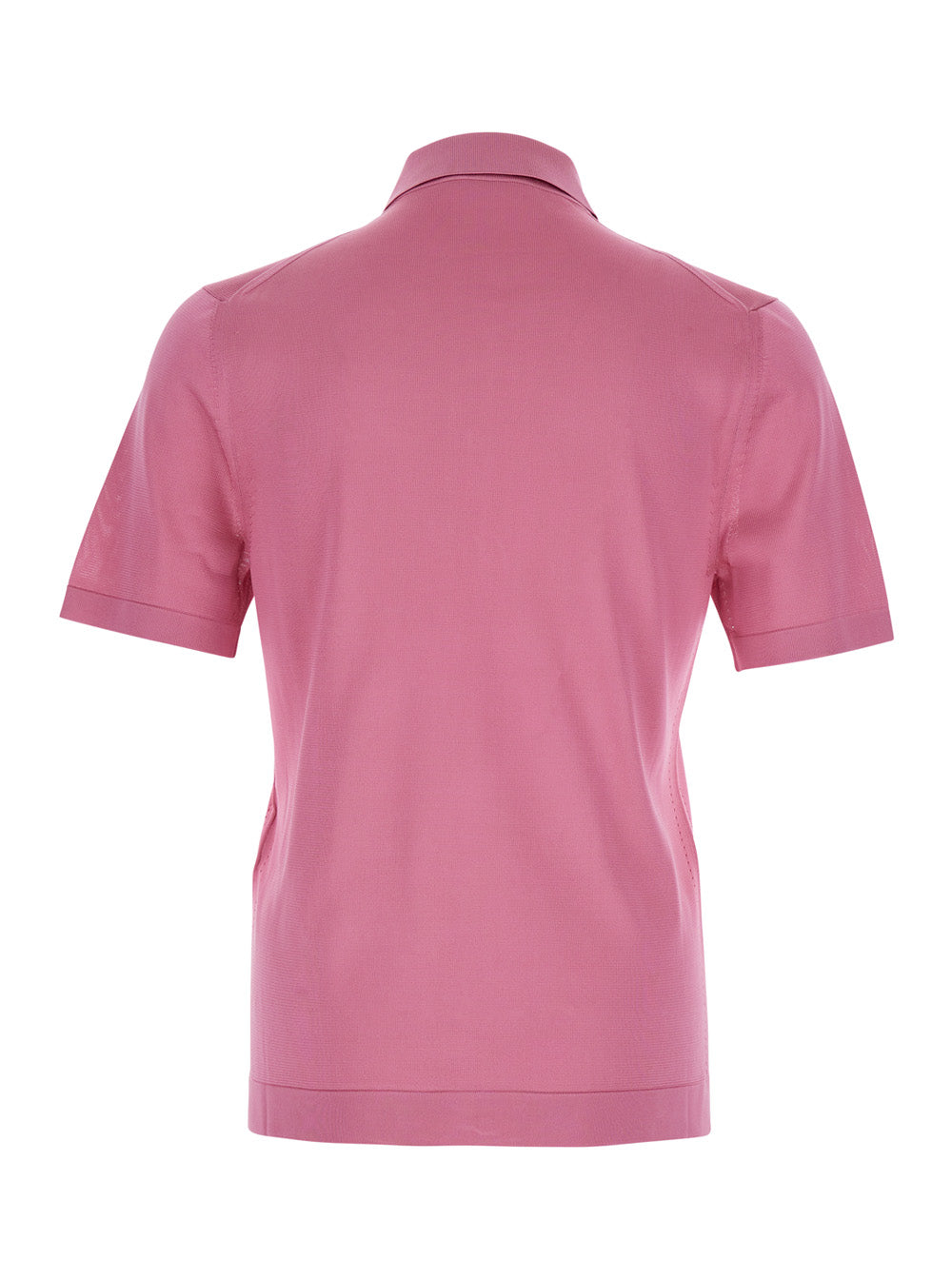Gucci Men Pink Polo Shirt With Chest Pocket And Embroidered Logo On The Front In Fine Silk Knit Man