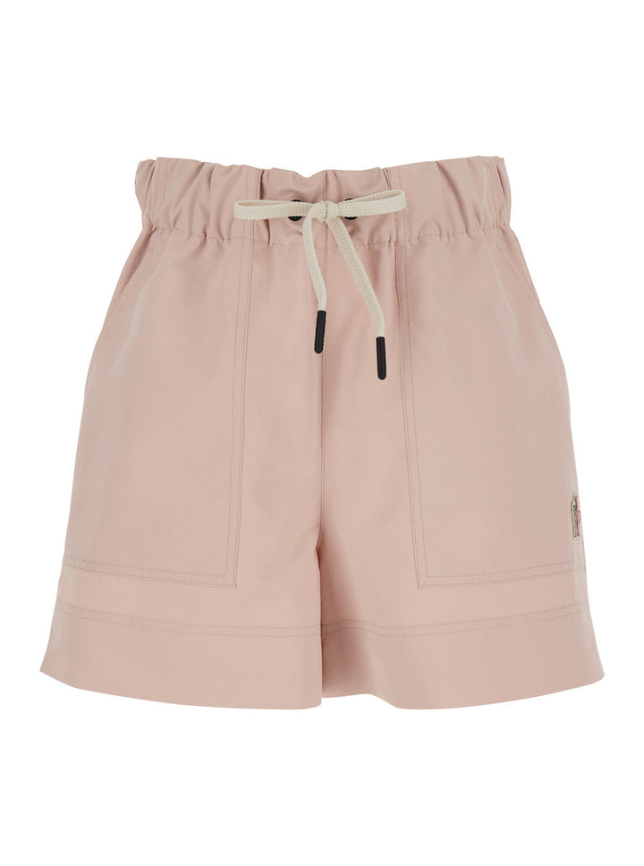 Moncler Grenoble Women Pink Shorts With Elastic Drawstring Elastic Waist And Logo Embroidery On The Side In Tech Fabric Woman
