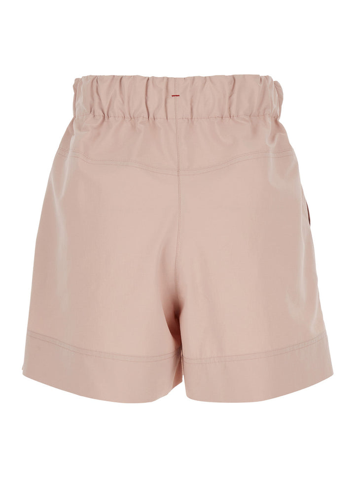 Moncler Grenoble Women Pink Shorts With Elastic Drawstring Elastic Waist And Logo Embroidery On The Side In Tech Fabric Woman