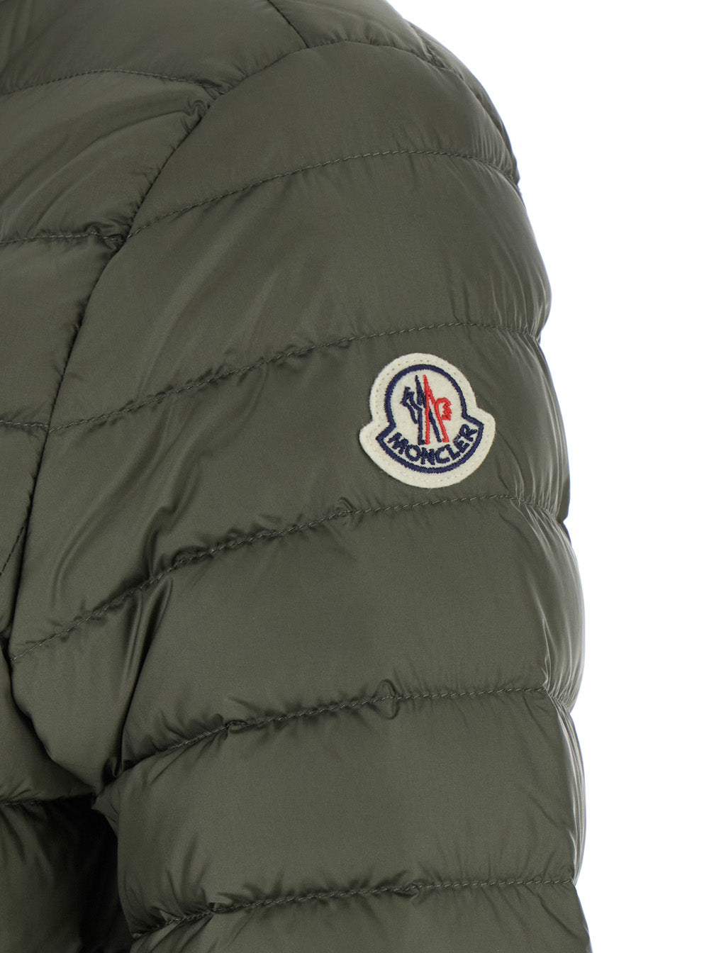 Moncler Women 'Igelle' Green Down Jacket With Logo Plaque On The Zip Puller And Logo Patch On The Sleeve In Tech Fabric Woman