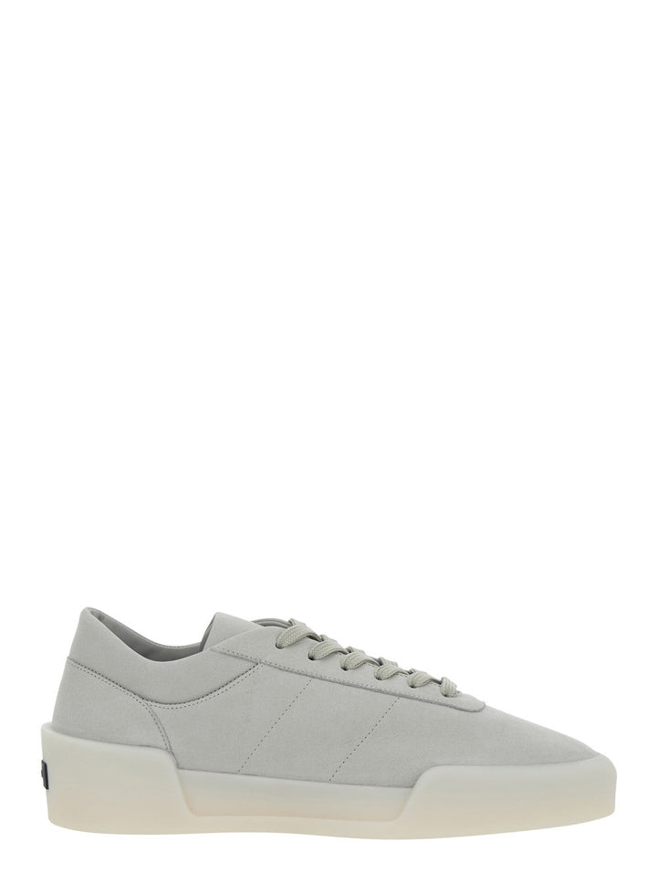 Fear Of God Men 'Aerobic Low' Grey Low Top Sneakers With Logo Patch On The Rear In Leather Man