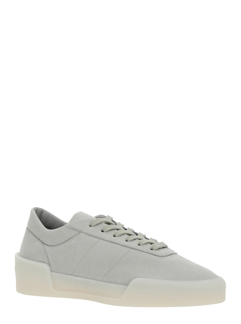 Fear Of God Men 'Aerobic Low' Grey Low Top Sneakers With Logo Patch On The Rear In Leather Man
