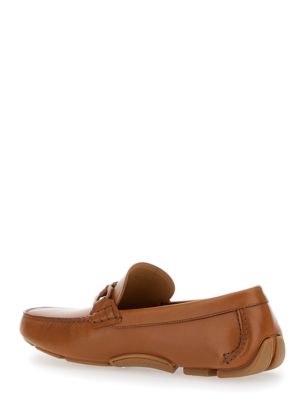 Ferragamo Men Brown Loafers With Ganicini Plaque On The Front In Leather Man