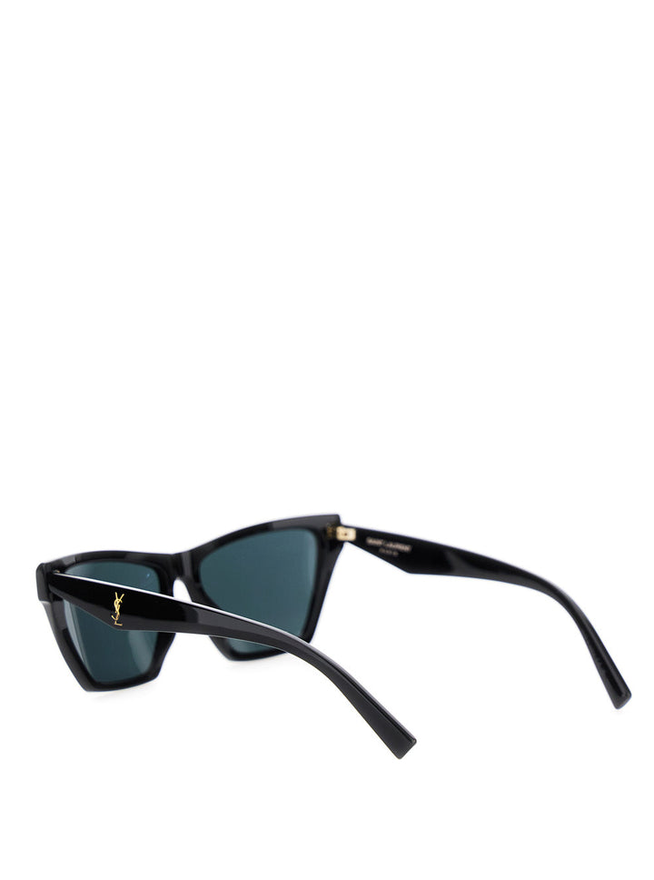 Saint Laurent Women Black Sunglasses With Rectangular Frame And Cassandre Logo On Temples In Acetate Woman