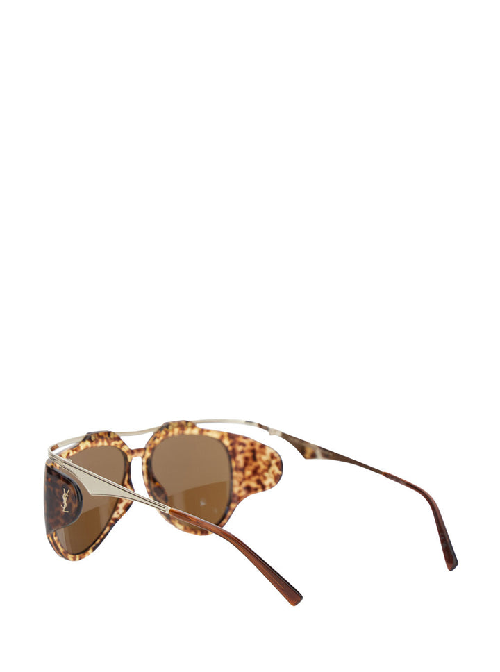 Saint Laurent Women 'Amelia' Brown Sunglasses With Floating Frame And Tortoiseshell Print In Acetate Woman