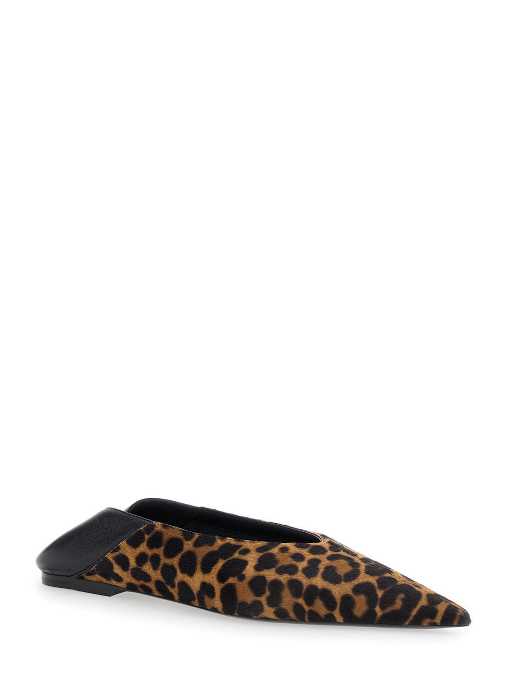 Saint Laurent Women Brown Ballerinas With Leopard Motif And Foldable Buttress In Fabric Woman