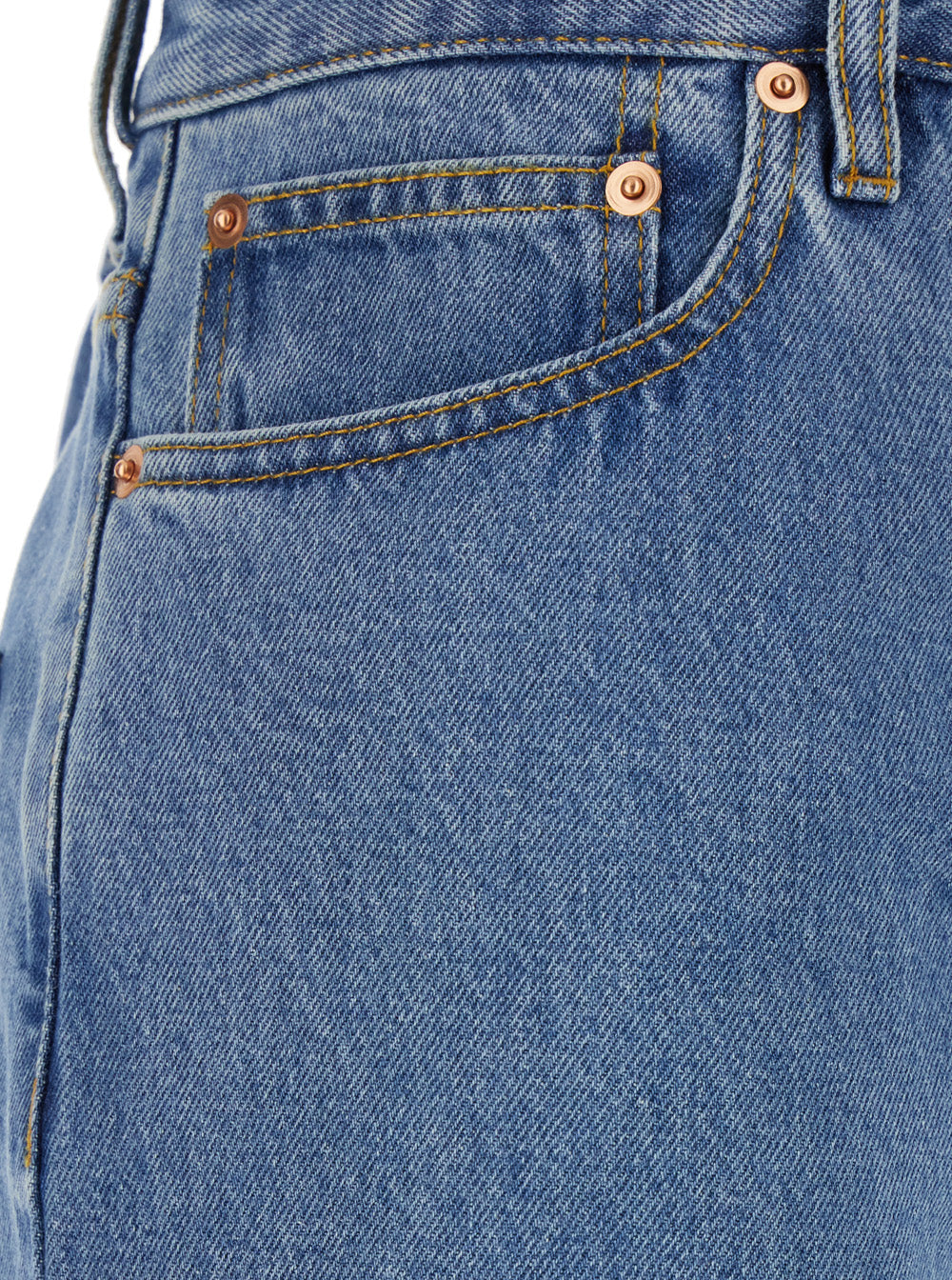 Gucci Women Blue Jeans With Belt Loops And Logo Patch On The Rear In Denim Woman