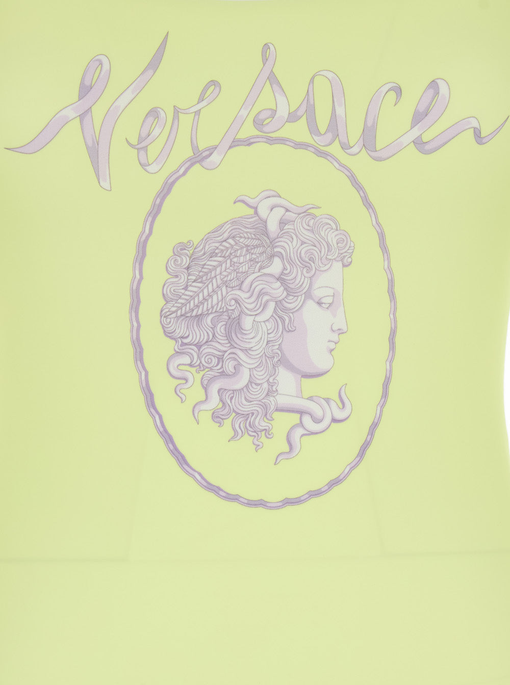 Versace Women Yellow One-Piece Swimsuit With Medusa Print And Logo Lettering On The Front In Tech Fabric Woman