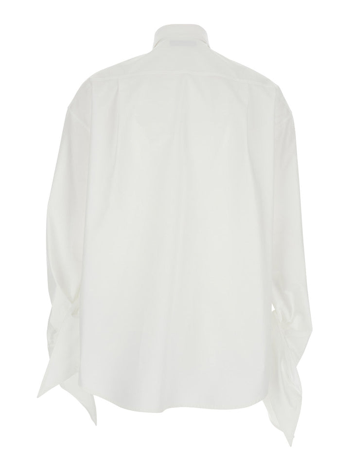 Balenciaga Women White Shirt With Classic Collar And Knotted Cuffs In Cotton Woman