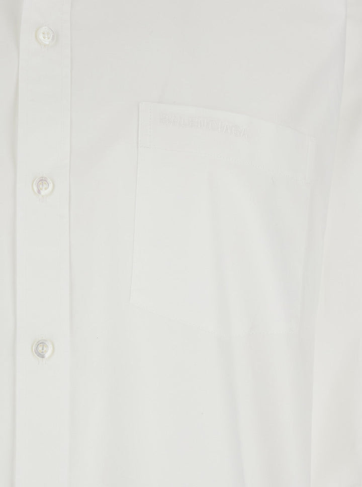 Balenciaga Women White Shirt With Classic Collar And Knotted Cuffs In Cotton Woman
