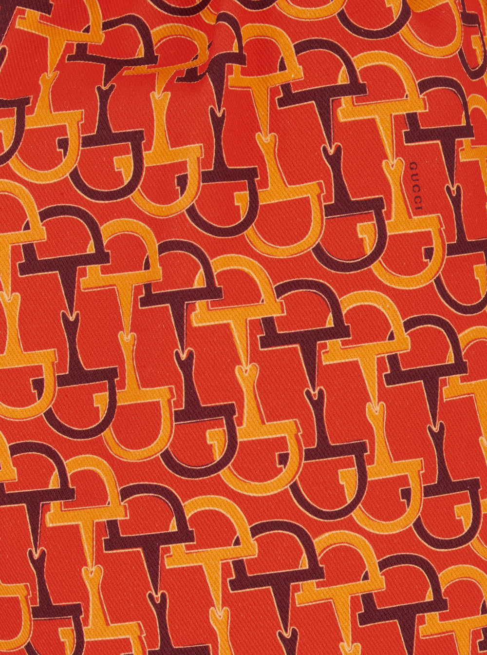 Gucci Women Orange Skirt With Elastic Waist And All-Over Horsebit Print In Cotton Woman