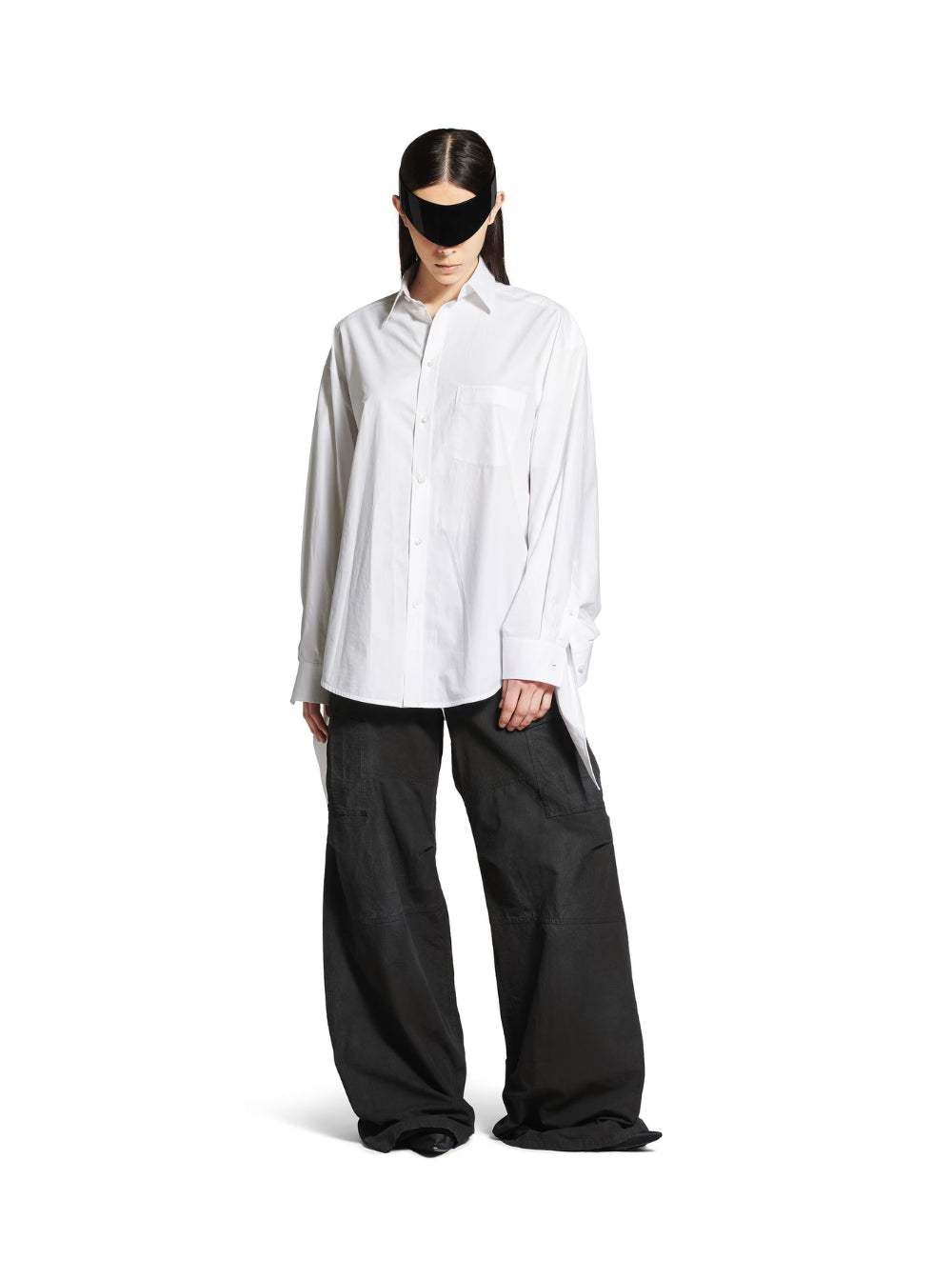 Balenciaga Women White Shirt With Classic Collar And Knotted Cuffs In Cotton Woman
