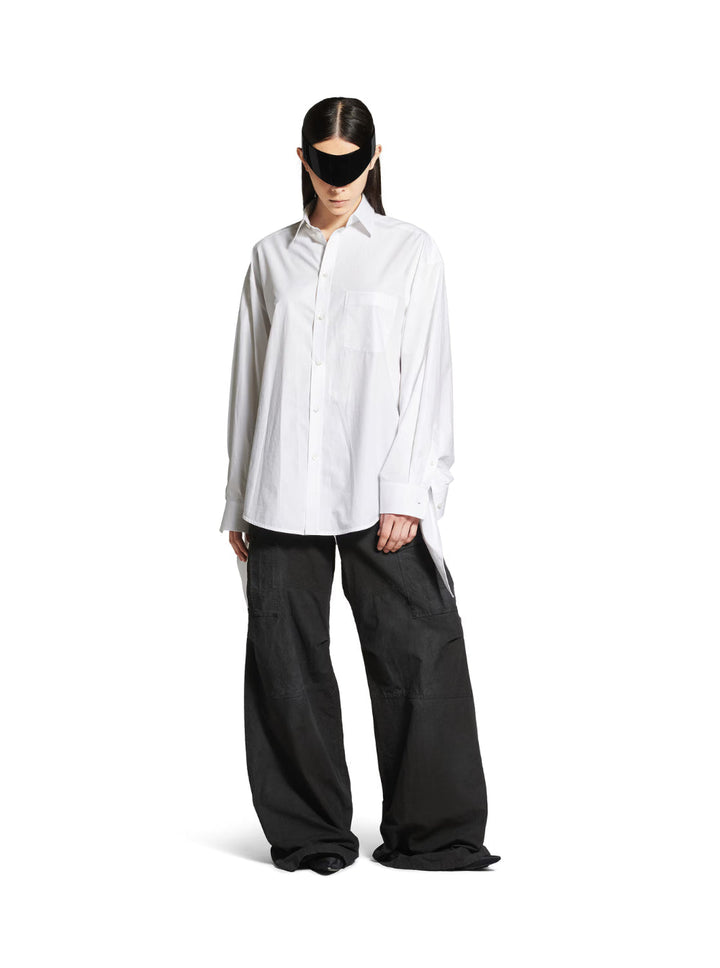 Balenciaga Women White Shirt With Classic Collar And Knotted Cuffs In Cotton Woman