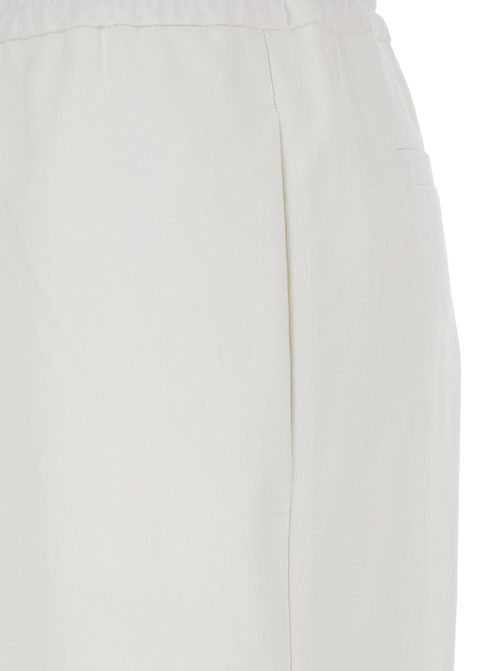 Gucci Women White Pants With Elastic Drawstring Waist In Tech Fabric Woman