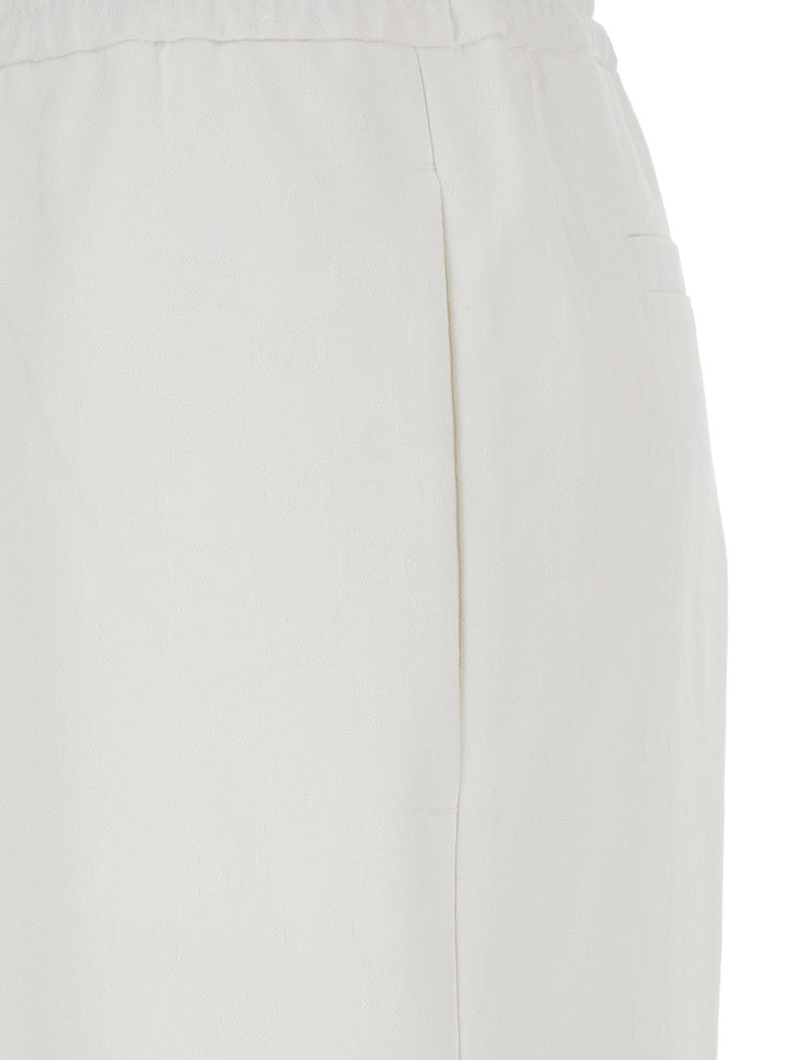 Gucci Women White Pants With Elastic Drawstring Waist In Tech Fabric Woman