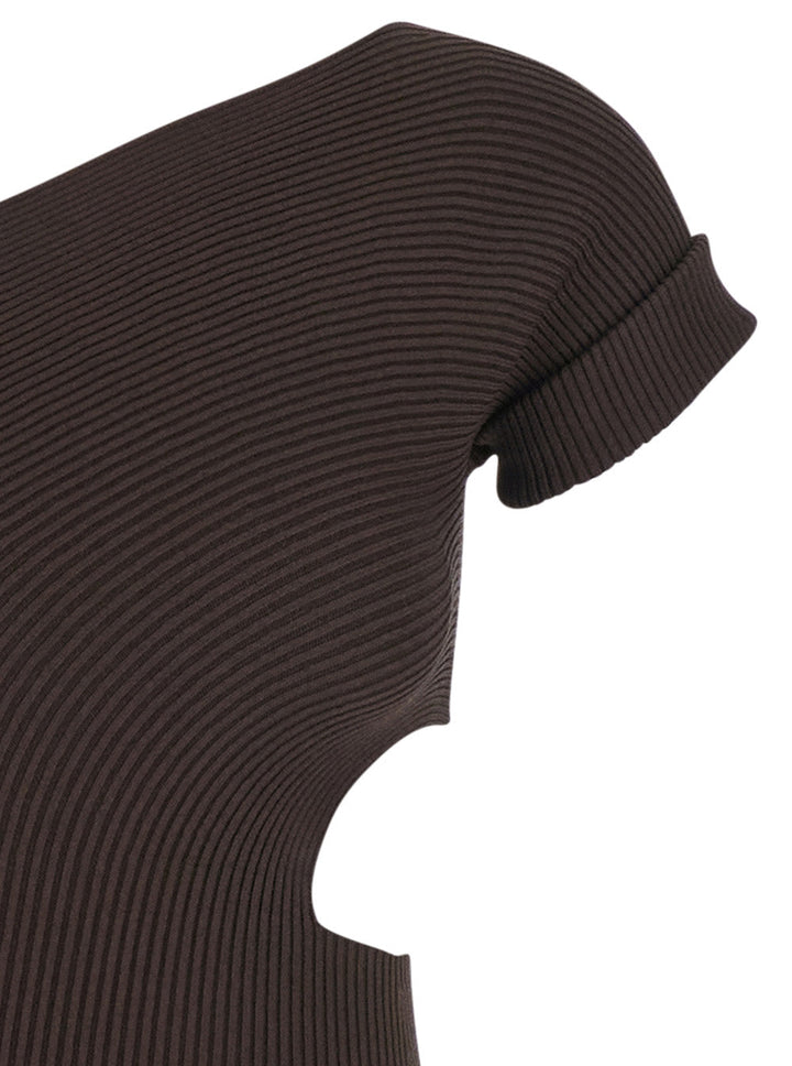 Max Mara Women 'Arda' Brown Long Dress With Cut-Out And One-Shoulder Design In Viscose Blend Woman