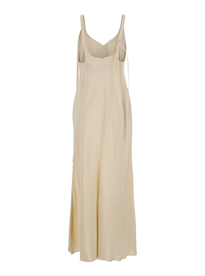 Sportmax Women 'Unione' Beige Long Dress With V-Neck And Adjustable Straps In Viscose Woman