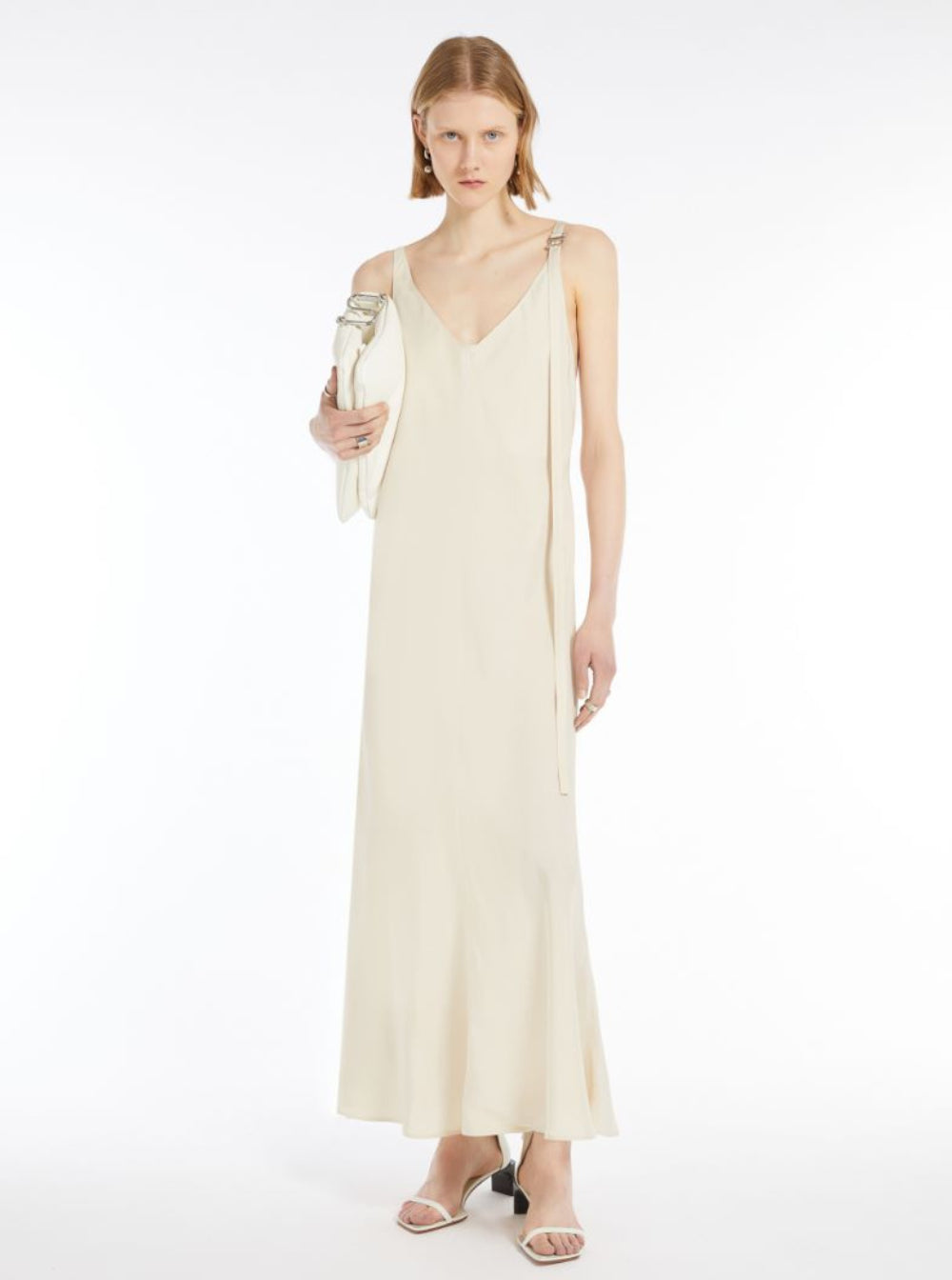 Sportmax Women 'Unione' Beige Long Dress With V-Neck And Adjustable Straps In Viscose Woman