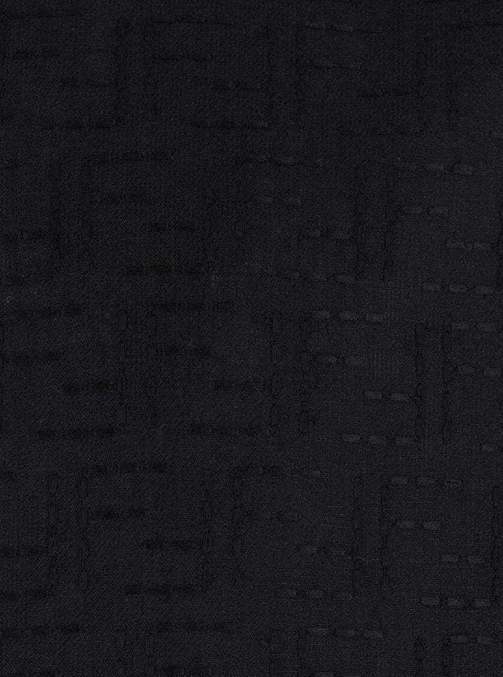 Fendi Men Black Oversize Shirt With Short Wide Sleeves And All-Over Ff Embroidery In Linen Blend Man