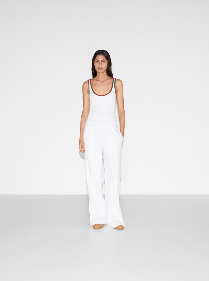 Gucci Women White Pants With Elastic Drawstring Waist In Tech Fabric Woman