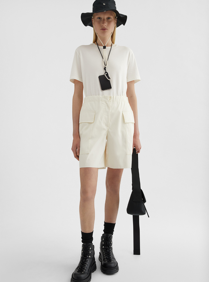 Jil Sander Women White Crewneck T-Shirt With Logo Patch Applied On The Back In Cotton Woman
