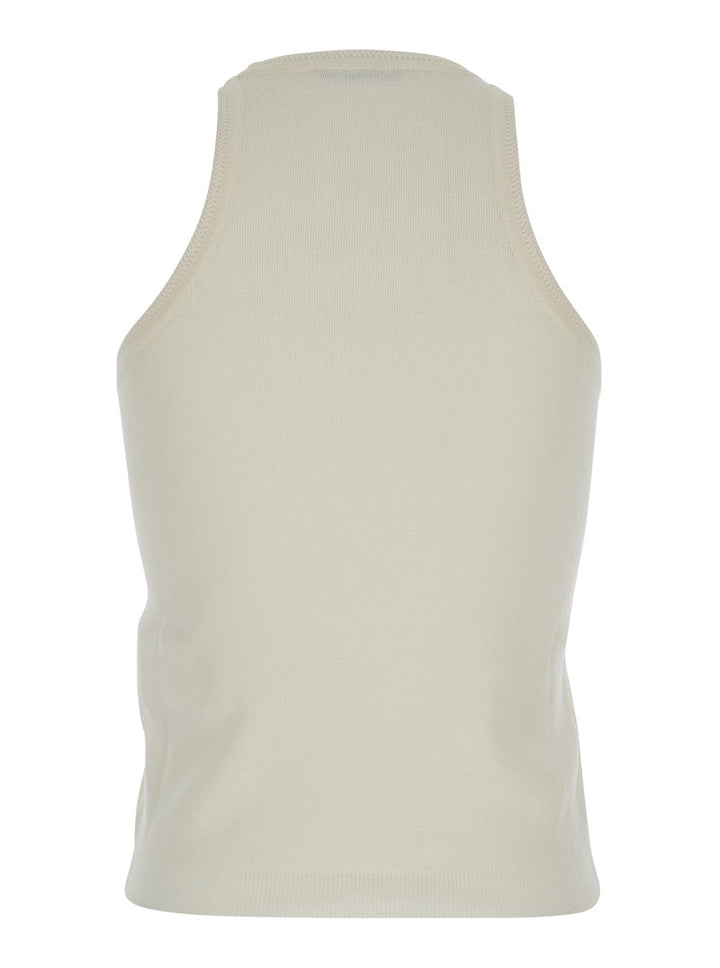 Max Mara Women 'Arness' White Sleeveless Top With Halterneck In Cotton Woman