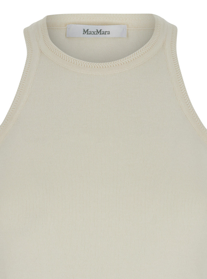 Max Mara Women 'Arness' White Sleeveless Top With Halterneck In Cotton Woman