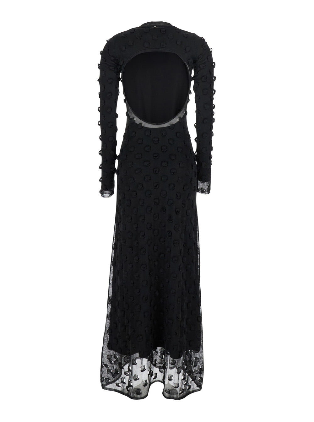 Sportmax Women Black Crewneck Dress With 3D Effect And Semi Sheer Design In Tech Fabric Woman